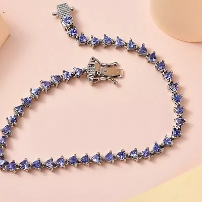 AAAA Tanzanite Tennis Bracelet In Sterling Silver Tanzanite Bracelet For Women • $249.99