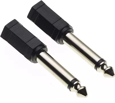 Nickel Plated Stereo Jack Adaptor 3.5mm To 6.35mm Plug Pack Of 2 5 10 • £3.49