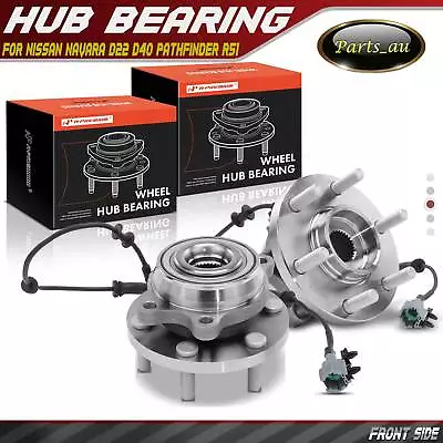 2x Front L+R Wheel Bearing Hubs W/ ABS For Nissan Navara D22 D40 Pathfinder R51 • $112.99