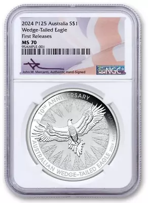 2024 Australia Wedge-Tailed Eagle 1 Oz Silver NGC MS70 $1 Mercanti Coin - JP700 • $110