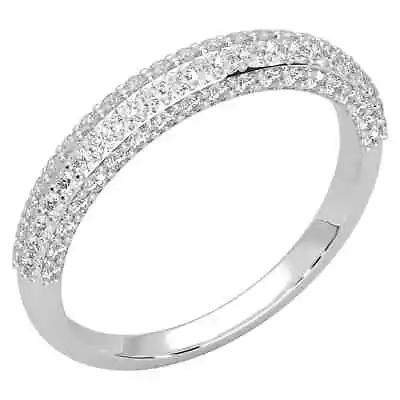 18K White Gold 1.5 Ct VS1-VS2 F-G Color Real Diamonds Pave Size 8.5 Ring 4 • £1560.73