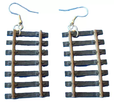 TRAIN TRACK EARRINGS-Toy Model Railroad Collector Funky Costume Jewelry-HO Scale • $6.97