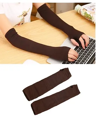 £3.49 • Buy Women Cute Protection Arm Warmer Long Fingerless Stretchy Gloves Sleeves Mittens
