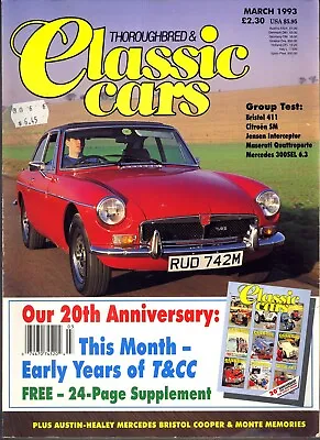 Thoroughbred & Classic Cars March 1993 Karmann Ghia Frogeye Bristol Citroen • $11.95