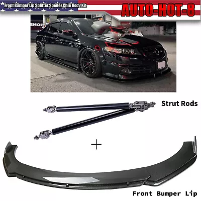 For Acura TL TLX ILX Front Bumper Lip Splitter Spoiler Carbon Fiber + Strut Rods • $69.99