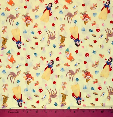 Snow White Fabric - HALF YARD - 100% Cotton Disney Princess Quilting Yellow Mini • $4.98