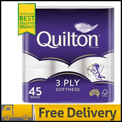 $34.56 • Buy Toilet Paper 45 Rolls Quilton 3 Ply White Soft Tissue Bulk