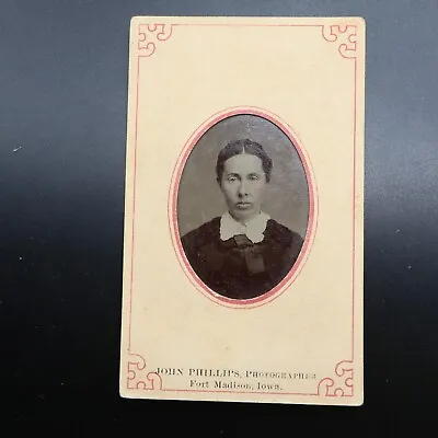Antique Civil War Era Tintype Photo Attractive Older Woman Madison Iowa Phillips • $50