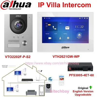 Dahua IP Video Intercom VTO2202F-P-S2 Door Station VTH2621GW-WP Indoor Monitor • $118