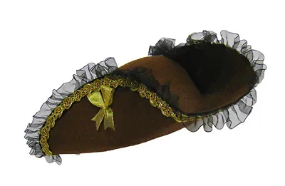 Brown Tricorn Merchant Laced Fancy Dress Hat • £10.29