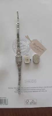 Favre-Leuba Lavina Geneve Luxury Marcasite Sterling Silver Cocktail Watch • $79