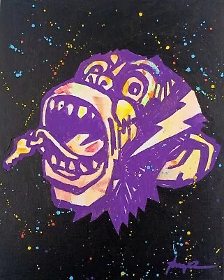 Original Monkey Painting Abstract Thayer Art OOAK Chimp Purple Canvas Not APrint • $40