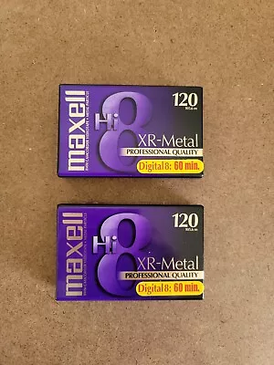 2 Maxell Hi8 XR-Metal 8 Mm Camcorder Video Cassette Tape 120 XR New Sealed • $19.99