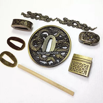 A Set Parts Alloy Tsuba Menuki Fuchi Kashira Seppa Habaki Japanese Sword Katana • $20