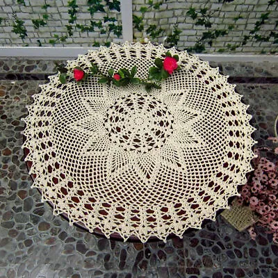 24  Vintage Hand Crochet Cotton Table Cloth Topper Doilies Round Lace Tablecloth • $11.69