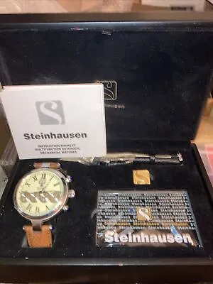 Mens Steinhausen 35 Jewel Automatic Chronograph Papers & Box Xtra Band Incuded • $750