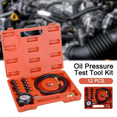 12pcs Engine Oil Pressure Test Tool Kit Tester Gauge Diagnostic Auto Tools Set • $33.89