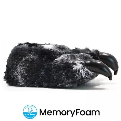 Mens Memory Foam Novelty Claw Monster Bear Slippers Fur Warm Winter Shoes Size • £11.95