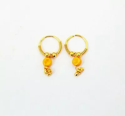 Indian Designer Earring 22k Gold Plated Hoop Earrings Bali Women Fashion Jewelry • $21.44