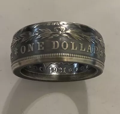 Genuine Morgan Silver Dollar Coin Ring Hand Made Reverse Out Antiqued • $105