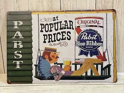 Original Pabst Blue Ribbon Guy Tin Sign Popular Prices Country Living On Swing • $11.95