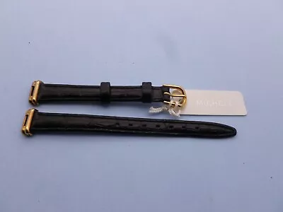 Genuine Michele 10 Mm Black G/ Leather Watch Band Strap New (NO PINGOLD BUCKLE) • $37.77