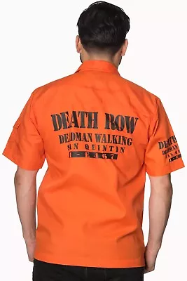 Mens Orange Gothic Retro Punk Death Row Dead Man Walking Prison Shirt BANNED • £31.99