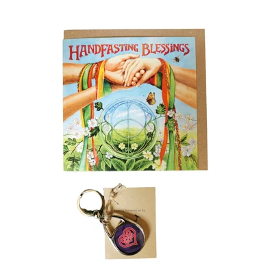 £3.50 • Buy Eco Handfasting Blessings Card & Keyring Gift Set Chalice Well Valentines Gift