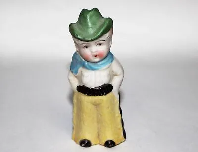 Vintage Antique Porcelain Bisque Toy Doll Figure Child Boy Cowboy Hat Chaps Old! • $9.99