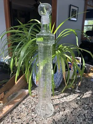 Mod Dep Light House Glass Bottle Decanter Oil Bottle Glass Stopper  13  H • $29.95
