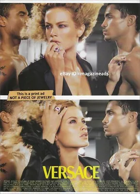 Vintage VERSACE Jewelry 1-Page PRINT AD 1999 CAROLYN MURPHY Sexy Woman With Men • $10