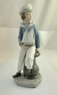 1970s Retired 9  Lladro/Sailor Boy With Yacht Sailboat #4810 Spain Hand Made  • $59.99