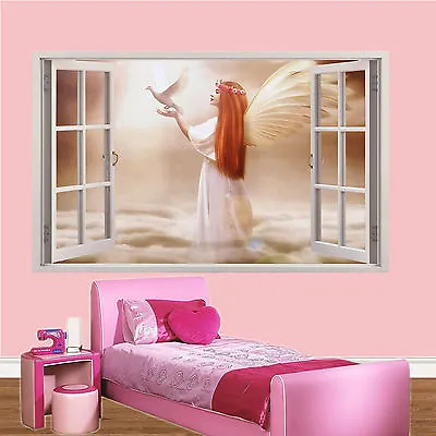 £23.99 • Buy Angel Wings Pigeon On Clouds 3d Window Wall Sticker Room Decoration Decal Mural