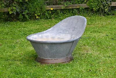 Vintage Old Galvanised Hip Bath Slipper Old Metal Tin Bath Tub - FREE DELIVERY • £189.95