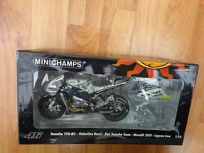 Minichamps 1/12 Valentino Rossi Yamaha Yzr-m1 Laguna Seca 2010 Bike Motorcycle • £149.99