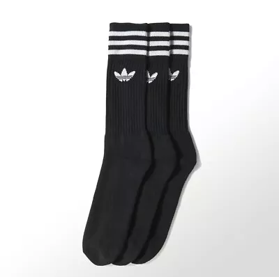 Adidas Originals Solid Crew Socks 3 Pack IL5015 Size Large Skateboarding Sox • $21.50