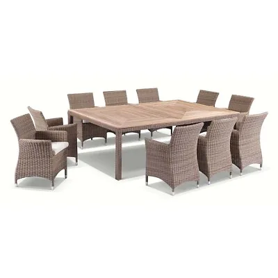 $4890 • Buy Sahara 10 Seat Outdoor Teak And Wicker Dining Setting In Half Round
