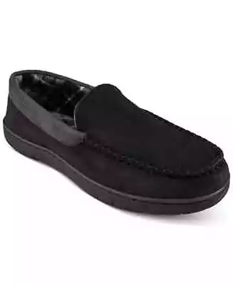Haggar Venetian Slippers Mens Size L Black Memory Foam Suede Fleece NIB 9.5-10.5 • $22