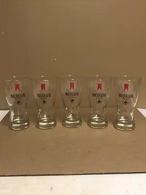 Lot 5 Michelob Beer Glass 6 1/4” Pilsner Vintage Bar Glass Red Ribbon Eagle • $10