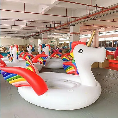 Giant Colorful 4-6 Person Inflatable Unicorn Lake Water Large Party Float Raft • $407.55