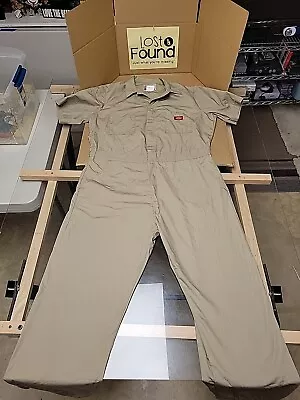 Dickies Short Sleeve Coveralls Workwear Large Reg Khaki Beige • $25