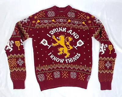 Game Of Thrones SMALL I Drink I Know Things Red Ugly Christmas Sweater • $21.24