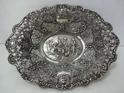 Antique Ornate French German 800 Silver Reticulated Repousse Bread Basket 9 Ozs • $349.99