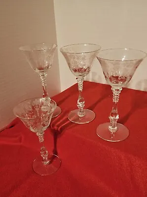 Cambridge Glass  Co. Rose  Point  Tall Sherbet/ Champagne Set Of 4 • $65