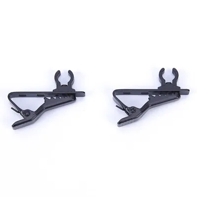 2PCS Microphone Lapel Tie Clip For Lapel Lavalier Mic Black+ • £4.15