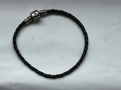 $6.04 • Buy S925 ALE Sterling Silver Pandora Leather Charm Bracelet -19cm