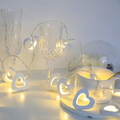 £5.59 • Buy 10 LED White Love Heart 1.65m Fairy String Light Indoor Bedroom Decor Battery 