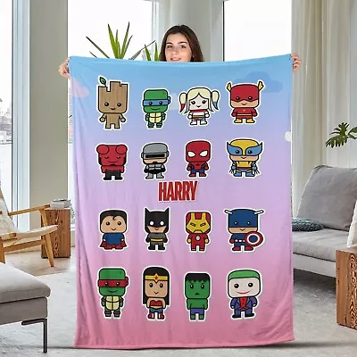 Personalized Superhero Blanket Marvel Team Blanket Avengers Characters Group B • $39.98