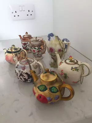 Vintage Shudehill ~nini ~ Miniature 7 Teapots Collection  Hand Decorated In  Vgc • £41