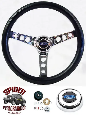 1961-1964 Ford F-100 Steering Wheel BLUE OVAL 13 1/2  CLASSIC CHROME • $139.95